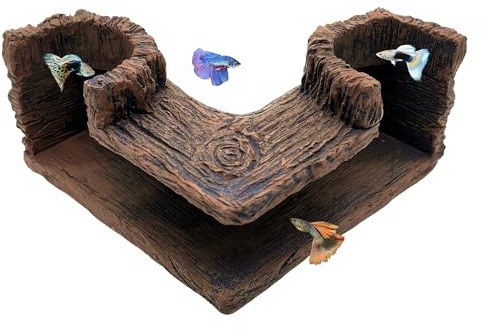 M2cbridge Aquarium Cave Betta Tunnel Driftwood Corners Shrimp House Hideout for Cichlid Breeding(Tree Trunk)