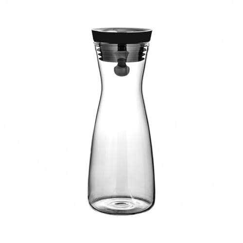 1,3 l Borosilikatglaskaraff med lock i rostfritt stål för vatten kallt te mjölk kaffe vin och hemlagade drycker (780 ml)