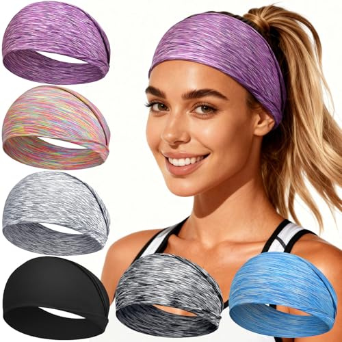 Loiluliy Headbands for Women's Hair, 6 Pcs Elastic Hair Bands Thick Head Bands - Wide, Soft and Non-Slip Unisex Hair Accessories for Sports, Gym, Running, Yoga, Makeup and Everyday Fashion