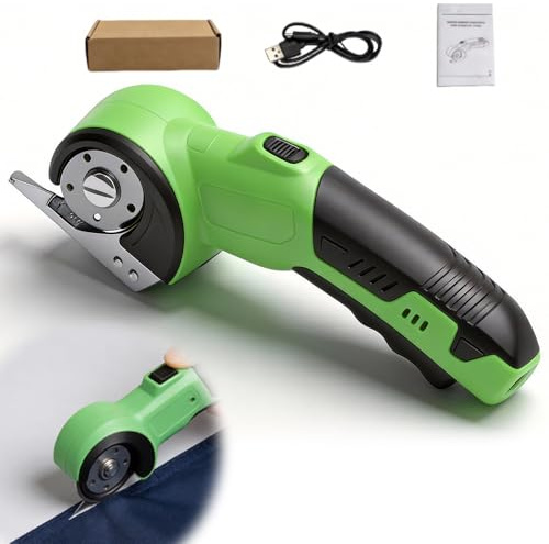 XPJBKC Electric Scissors, 240RPM Rechargeable Cordless Electric Scissor with Safety Lock Switch, Handheld Scissor with Steel, Rotary Cutter Tool for Cutting Cardboard, Leather, Plastic and Carpet