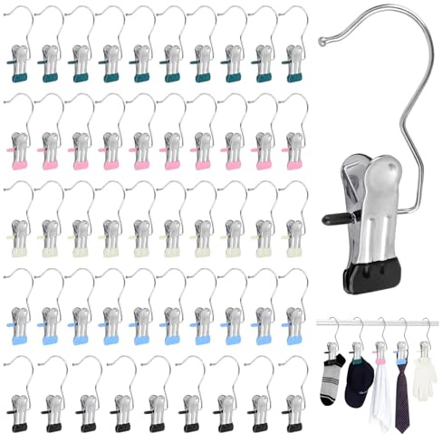 Pinzas Ropa Fuertes con Gancho, 50PCS Perchas para Pantalones Calcetines