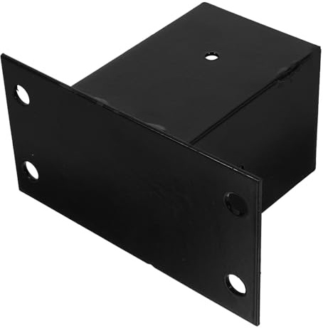 Zerodeko Support de Poteau de Terrasse en Fer Carré Noir, Socle Robuste Ajustable pour Boîte aux Lettres et Clôture, Base de Poteau Unique pour Protection Extérieure et Nivellement Fiable,