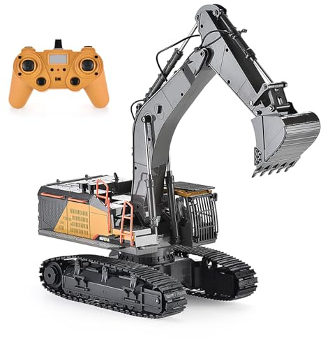 JTR-FMRC Excavadora de Control Remoto de 22 Canales, Tractor de Oruga de ingeniería RC a Escala 1/14, Juguete de construcción de aleación eléctrica de 2.4G con Detalles realistas
