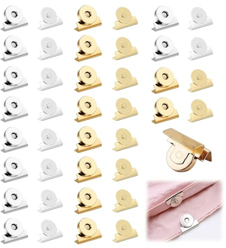 YAXIAO 20 Pars Cierres Magnéticos Sin Costuras 2×1.7cm Aleación Juego de Botones Magneticos Sin Costuras Broches Para Bolsos para Ropa Billetera Bolso Vaqueros Chaqueta Mochila(Oro,Plata)