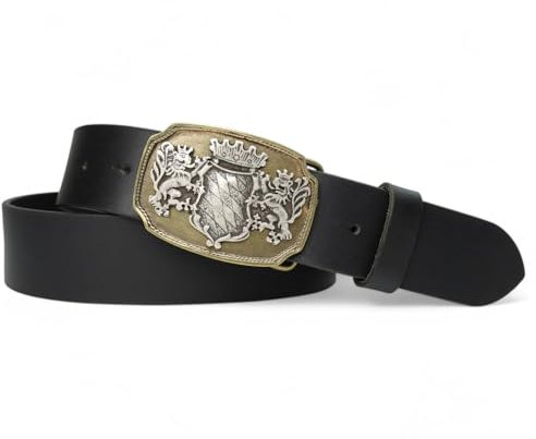 FRONHOFER Trachtengürtel zweifarbig mit Bayern Wappen, echt Leder, 17110