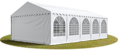 Festzelt XXL Partyzelt 6x10m, hochwertige 800 PVC Plane in weiß, 100% wasserdicht, vollverzinkte Stahlkonstruktion mit Verbolzung, Seitenhöhe ca. 2,6 m