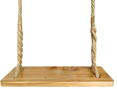 Aoneky Altalena in Legno di Olmo 60x20x3cm con Corda Canapa 3M, Carico 160KG - Sedile da Altalena per Giardino Bambino Adulto Esterno (Olmo)
