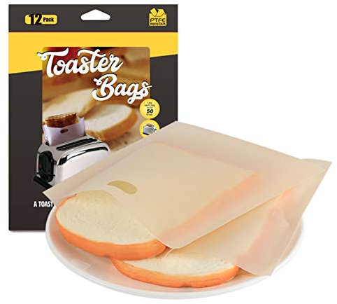 ilauke 12 Bolsas Reutilizables para Tostadora, Antiadherentes, para Empacar Pan Sándwich Pizza, Bolsillos Microondas, Horno, Parrilla, Blanco, Sin BPA, PTFE Recubierto de Fibra de Vidrio