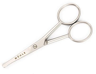 MÜHLE Beard Care - Bart-, Nasen-, Ohren-Schere - Gesichtshaar-Schere mit abgerundeten Spitzen - rostfrei, matt, Edelstahl