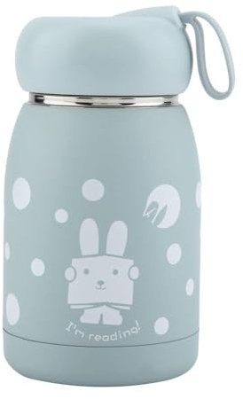 Taza de vacío aislado Botella de café, mini botella de agua aislada al vacío lindo conejo Patrón de viaje Taza de café Vaso de agua caliente para la oficina Escuela
