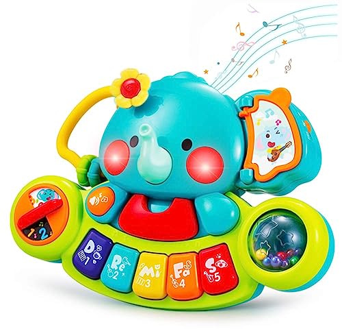 HOLA Baby Toys 6 to 12 Months Musical Elephant Piano Baby Toy 6 Months Plus 12 18 Months Interactive Early Learning Toys for 6 Month Old Babies Girls Boys Gifts