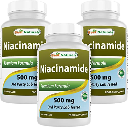 Best Naturals Niacinamide 500mg 240 Tablets (Suitable for Vegetarian) - Non-Flushing Form of Niacin (Vitamin B3)… (240 Count (Pack of 3))