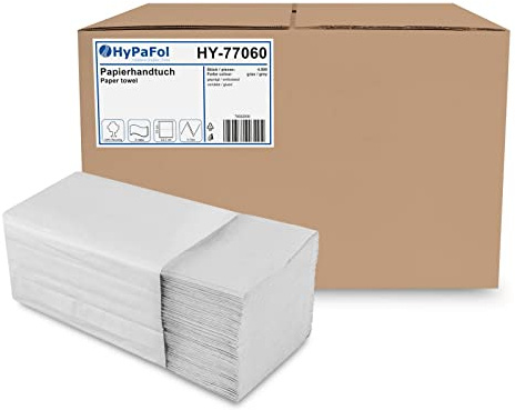 Hypafol Papierhandtücher für Spender 4.000 Blatt | Recycling, 2-lagig, 22,5 x 22 cm | ZZ/V-Falz geeignet für Handtuchspender in Toiletten, Büros, Praxen und Studios