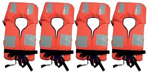 Kit Giubbotti di Salvataggio 150N per Barca (omologati, obbligatori) per Imbarcazioni, Gommone, Oltre le 6mg, 4 Giubbini