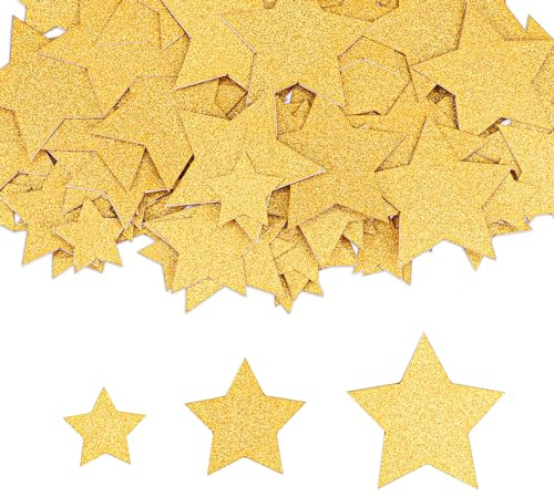 GoldRock - Étoiles dorées - Décoration de table - Grand format - 2 à 4 cm - Étoiles de Noël - Bricolage pour mariage, anniversaire, décoration de table de Noël