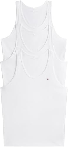 Tommy Hilfiger Herren 3er Pack Tank Tops Rundhalsausschnitt, Weiß (White/White/White), S