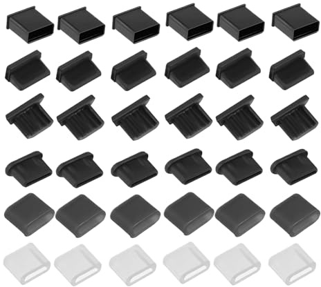 MAEXUS USB-skyddskåpa, 36 stycken dammskyddskontaktset, USB C dammskydd, USB typ C-dammstopp mjuk mikro-USB-täcklock USB-port skydd för mikro USB, USB A, typ C