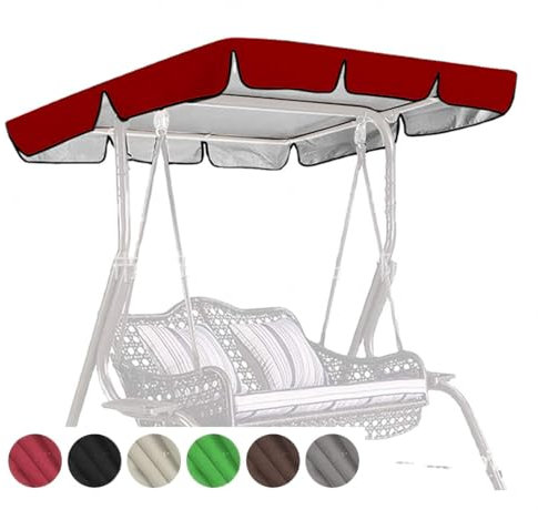 TYBEITAO Tela Oxford Recubierta De Plata 600D Toldo Balancin De Jardin Resistente ai Viento Y ai Desgarro Reemplazo del Dosel del Columpio del Porche,Red-190 * 132 * 15cm