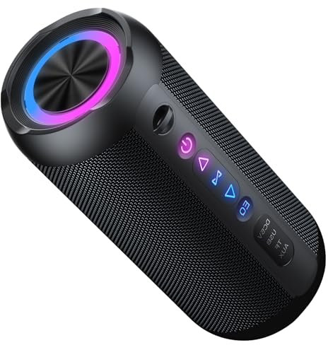 taopodo Portable Bluetooth Speaker with 30W Stereo Sound, 3 EQ Mode & 3 RGB lights, IPX7 Waterproof, 30H Playtime, TWS Wireless Pairing, Outdoor Speaker for Home, Outdoors and Hiking