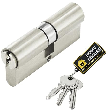 Home Secure™ Euro Cylinder Door Lock UPVC Door Lock, Euro Lock Cylinder Lock Barrel for Internal & External PVC Wooden Composite Doors (Nickel, 35/35)