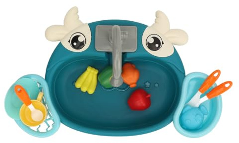 Zhangpu Lave-Vaisselle électrique Jouets évier de Cuisine Jouets Enfants Lave-Vaisselle électrique Jouet de Jeu Interactifs Ensembles de Jeux pour Enfants (Bleu)