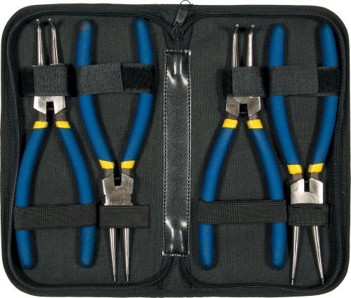 Seegeringzange Set L175 mm M Sprengringzangen-Satz mit 90° abgewinkelte und gerade Spitze Sicherungszange für Außensicherungsringe und Innensicherungsringe 4-tlg.
