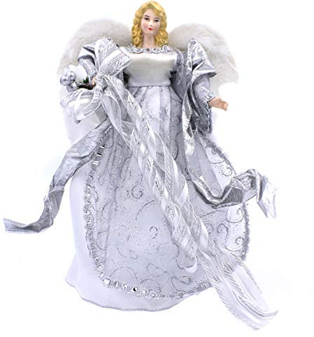 The Christmas Workshop 83960 Angel Christmas Tree Topper / 12” Tall/Silver Coloured/Indoor Christmas Decoration