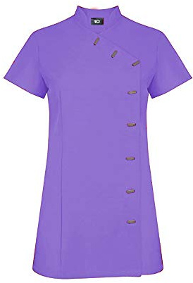 Black Beauty Tunic Spa Salon Beautician Tunic Nail Massage Therapist Uniform, Purple, Size 20
