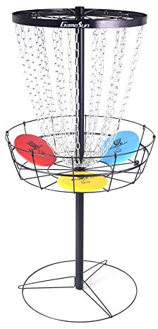 Gamesun Disc Golfkorb, Disc Golf Target mit 3 Scheiben, PDGA Standardgröße Disc Golf Target mit 24 Heavy Duty Ketten