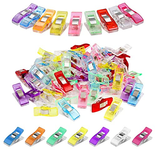 Trimming Shop 50pcs Plastic Sewing Clips for Quilting, Crafting, Dressmaking - Multipurpose Coloured Binding Clips for Fabric, Suitable for Hanging Objects