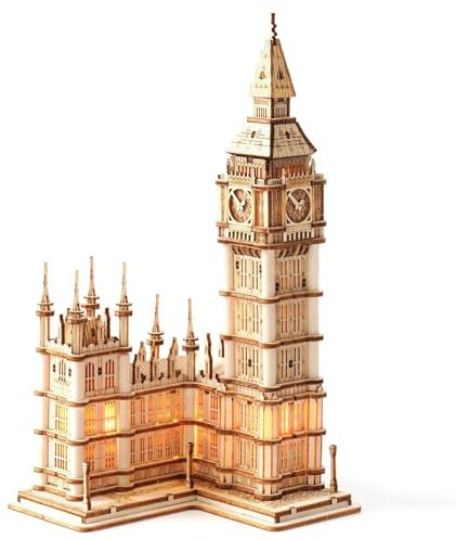 RoWood 3D Puzzle Big Ben Modellbau aus Holz - DIY Holzpuzzle Modellbausatz Bastelsets für Erwachsene - Handwerk Holzbausatz Geschenk zum Geburtstag/Weihnachten