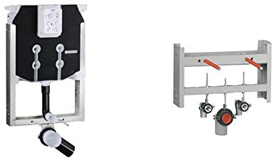 GROHE Modulo per Vaso Sospeso con Cassetta da 80 mm, Grigio/Nero 38729000 & 38703000 Modulo per Bidet Sospeso, Grigio (Argento)