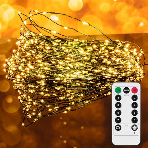 Uten Stringa Luci LED, Catene Luminose 15m 300 LEDs USB/Batteria Alimentata con Telecomando, 8 Modalità, Per Natale Interni e Esterni, Feste, Matrimonio