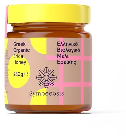 Symbeeosis Miel Bio Grec Premium Erica - Miel 100% Pur avec un Fort Contenu en Pollen - Valeur Nutritionnelle Élevée, Texture Crémeuse, Saveur Douce et Épicée
