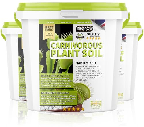 Carnivorous Plant Soil & Compost by UKGROW - Premium Handmade Mix for Venus Flytraps, Pitcher Plants & Sundews, Optimal pH & Nutrient Balance, Fast-Draining (1 Litre Strong Bucket)