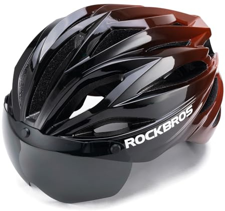 ROCKBROS Fahrradhelm Erwachsene mit Visier Magnetische Abnehmbarer, MTB Helm Atmungsaktiv Radhelm Rennradhelm Einstellbare für Damen und Herren, 58-62cm