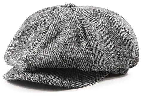 Bigoco Herren Schiebermütze Baskenmützen Schirmmützen Barett Cap Retro Herringbone Bakerboy Newsboycap Gatsby Flat Cap 1920s Kostüm Accessoires Mütze
