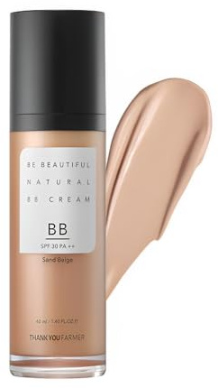 THANKYOU FARMER Be Beautiful Natural BB Cream Sand Beige SPF30 PA++ 40ml - BB Cream Korean Make Up, K Beauty BB Creme, Dermatologist Tested, Lightweight Formula, Getönte Tagescreme, BB Creme