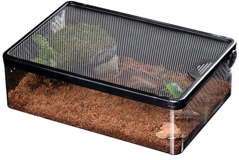 Andningsbart reptil terrarium - bärbar strömförsörjningslåda, anti-escape-bur, tydligt observationsfodral | Säkert hus med ventilationshål, perfekt stapelbar insektsdesign