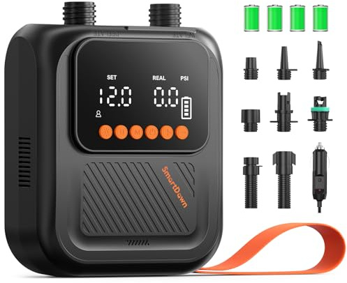 Rechargeable Paddle Board Pump, 2025 Portable SUP Air Pump with Dual Stage Inflation, 3x4500MAH, Up to 20 PSI, 30% Faster with Auto-Off, Ideal for Kayaks, Boats, and Tents