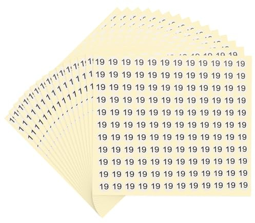 PATIKIL 15 ark nummer klistermärken nummer 19 runt klistermärke 0,5 tum självhäftande liten etikett för förvaring av lager (totalt 1980 st)