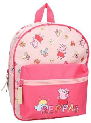 mybagstory Peppa gris - barnväska 30 x 25 x 11 cm - dagis ryggsäck med 1 fack med dragkedja och framficka - färgglad flickskolväska för dagis, skola, utflykter
