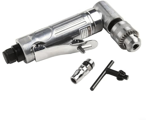 Trapano pneumatico ad angolo retto da 1/4 di pollice ad alta velocità a gomito a 90 gradi con guscio in lega per spazi ristretti, include chiave e connettore JP-Style