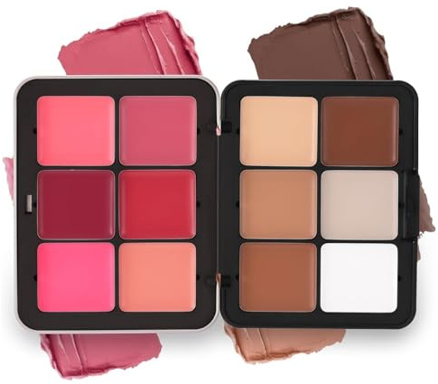 Palette di 12 colori per contouring e blush in crema, palette di illuminanti e blush per il viso facili da sfumare, correttore per contouring a lunga tenuta e portatile di trucchi all-in-one