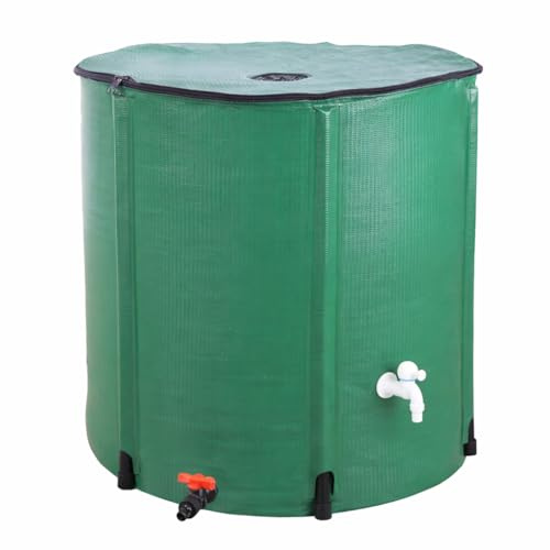 200 Gallon Collapsible Rain Barrel, Portable Rainwater Collection System, Water Storage Tank, Rain Catcher Barrel with Spigots and Overflow Kit, Rainwater Barrels Collector for Garden, Green