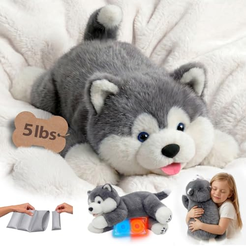 Mewaii Weighted Stuffed Animals Dog Plush, Heatable Coolable, 2-5lbs, 23in