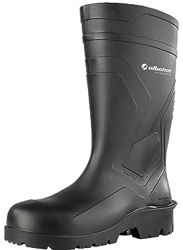 ALBATROS Protector Plus S5 SRC PVC Stivali di sicurezza con punta in acciaio, intersuola in acciaio, impermeabili, vegani, Nero (Nero ), 40 EU