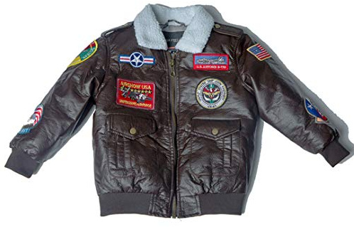 OYSTERBOY Youth A-2 A2 Bomber Jacket Aviation Pilot Military PU Leather Coat for Kids Boys (10T - 135cm)