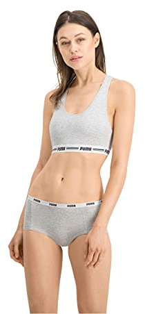 PUMA 3 x Womens Cotton Mini Shorts White/Grey/Black Medium