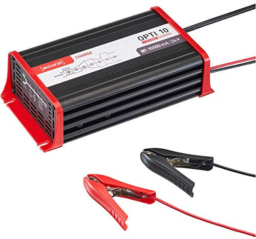 Accurat Opti 10 Batterieladegerät- 24V, 10A, 7Stufen, Ladestatusanzeige- Erhaltungsladegerät, vollautomatisches, intelligentes Autobatterie Ladegäret, Batteriepfleger für AGM,Gel, Nass, SLA-Batterien